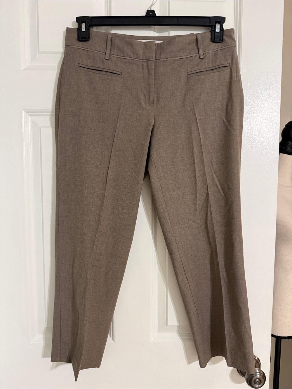 LOFT Taupe Straight Leg Cropped Marisa Work Trousers